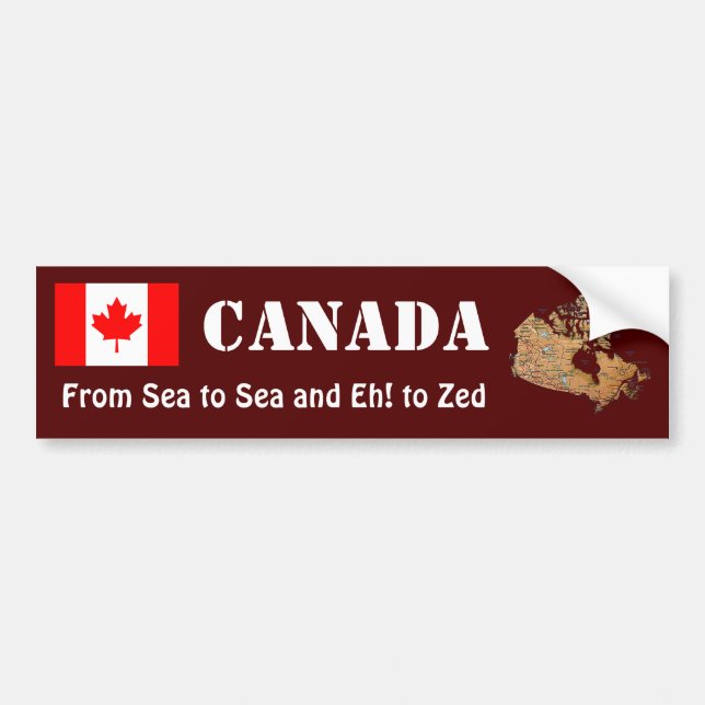 Canada Flag + Map Bumper Sticker (Front)