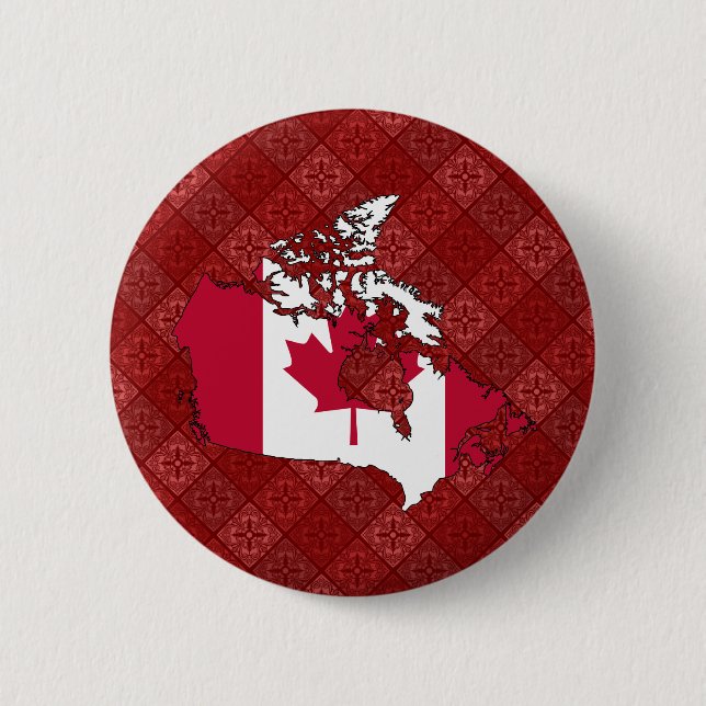 Canada Flag Map full size 6 Cm Round Badge (Front)