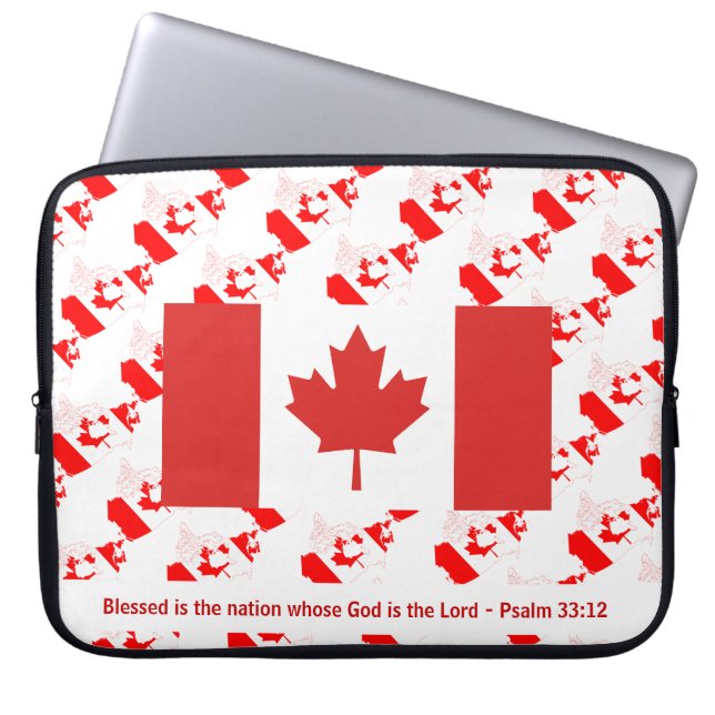 CANADA FLAG Maple Leaf Customised Scripture Laptop Sleeve (Front)