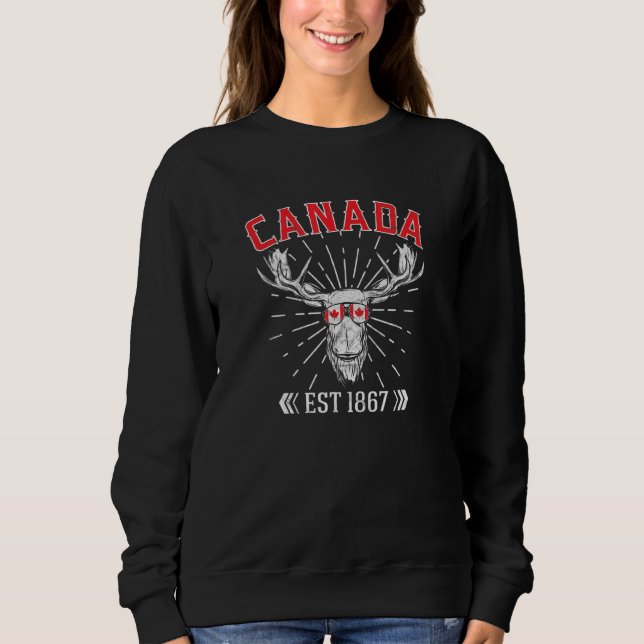 Canada Flag Maple Leaf Est 1867 Sunglasses Canada  Sweatshirt (Front)
