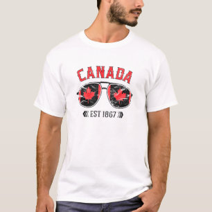 Canada Flag Maple Leaf Est 1867 Sunglasses Canada T-Shirt