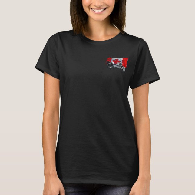 Canada Flag & Motorcycle Patriotic Jacket T-Shirt (Front)