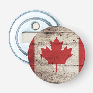 Canada Flag on Old Wood Grain Bottle Opener