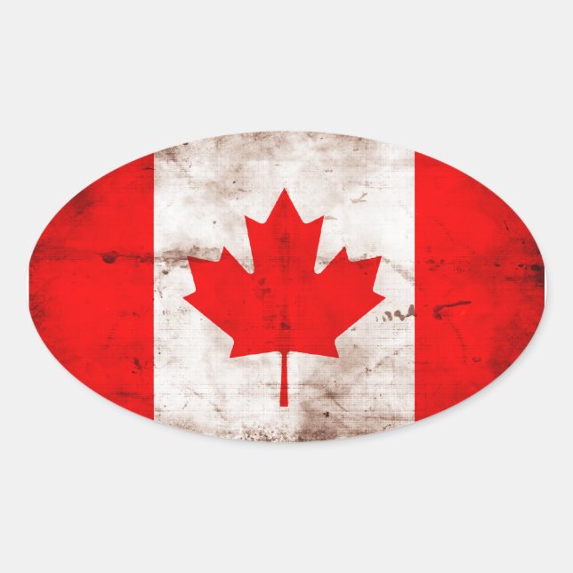 Canada Flag Oval Sticker (Front)
