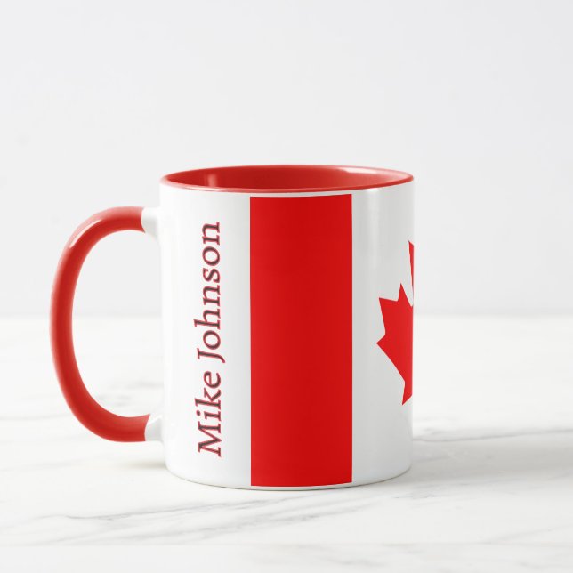 Canada Flag Patriotic Maple Leaf Personalised Mug (Left)