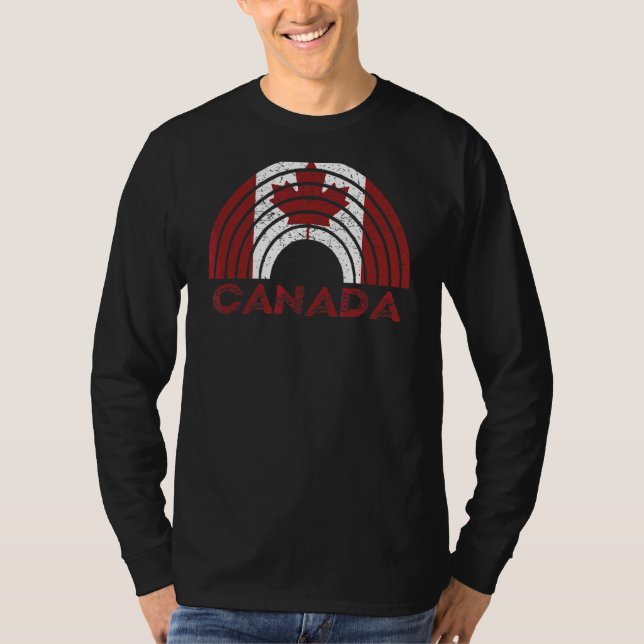 Canada Flag Rainbow Distressed Design T-Shirt (Front)