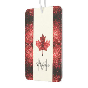 Canada flag red sparkles Monogram Car Air Freshener