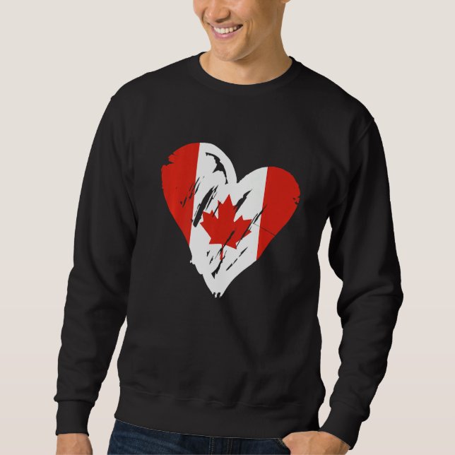Canada Flag Retro Heart Canadian Maple Leaf Sweatshirt (Front)
