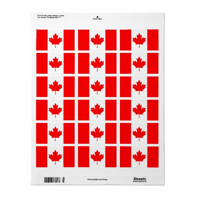 Canada flag Return Address Label (Full Sheet)