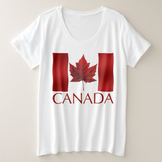 Canada Flag Shirts Custom Plus Size Women's Shirts (Design Front)