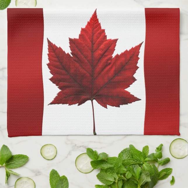 Canada Flag Souvenir Towel Canada Tea Towel Decor (Folded)