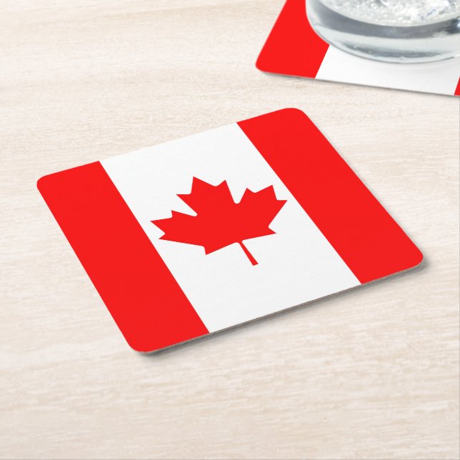 Canada Flag Square Paper Coaster (Angled)