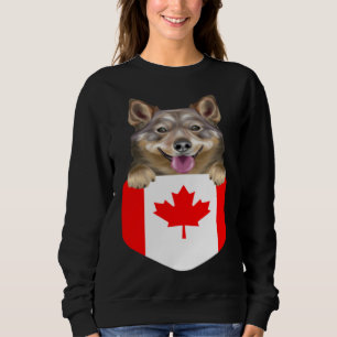 Canada Flag Swedish Vallhund Dog In Pocket Sweatshirt
