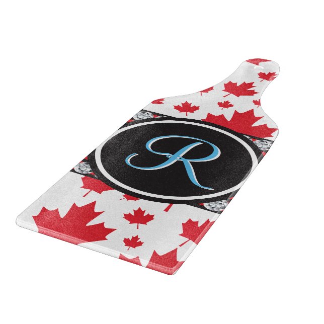 Canada Flag Unique Abstract Budget Monogram Cutting Board (Corner)