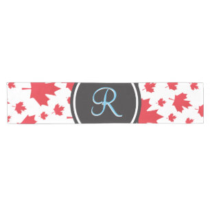 Canada Flag Unique Abstract Budget Monogram Short Table Runner