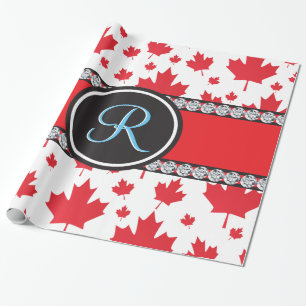 Canada Flag Unique Abstract Budget Monogram Wrapping Paper