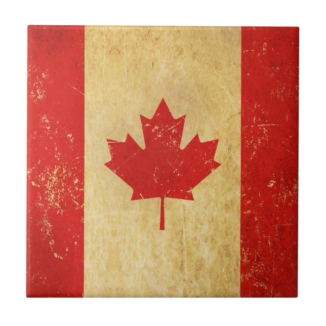 Canada Flag Vintage Design Ceramic Tile (Front)