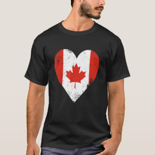 Canada Flag Vintage Heart Canadian Maple Leaf T-Shirt