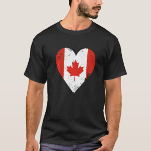 Canada Flag Vintage Heart Canadian Maple Leaf   T-Shirt