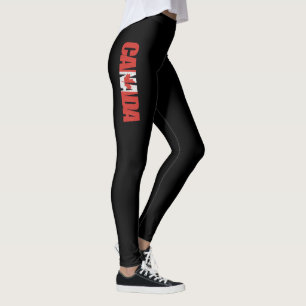 Canada Flag With Maple Leaf In Typographic Text Leggings