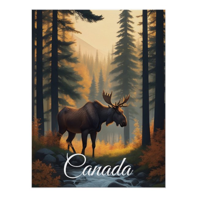Canada Forest Moose Travel Poster (Front)