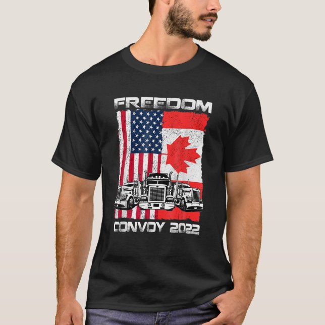 Canada Freedom Convoy 2022 Canadian Truckers Suppo T-Shirt (Front)