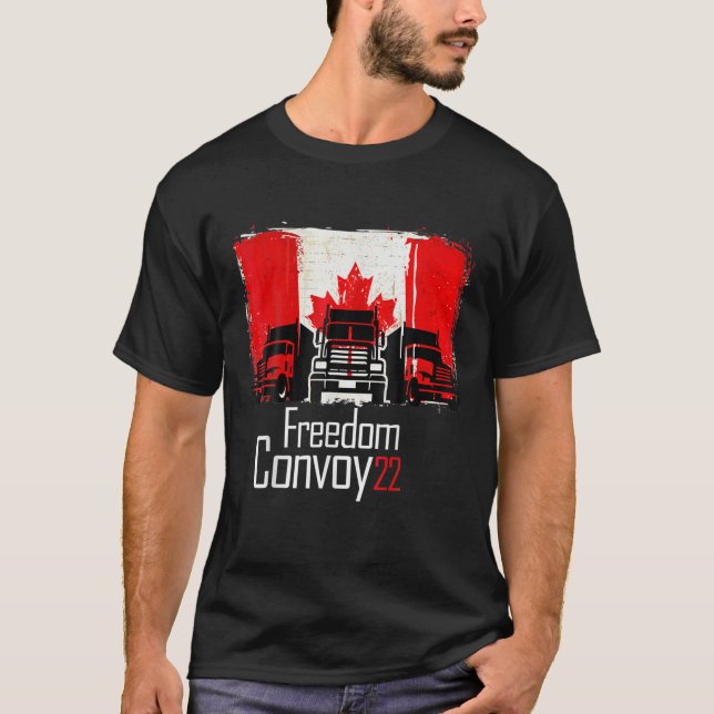 Canada Freedom Convoy 2022 Canadian Truckers T-Shirt (Front)