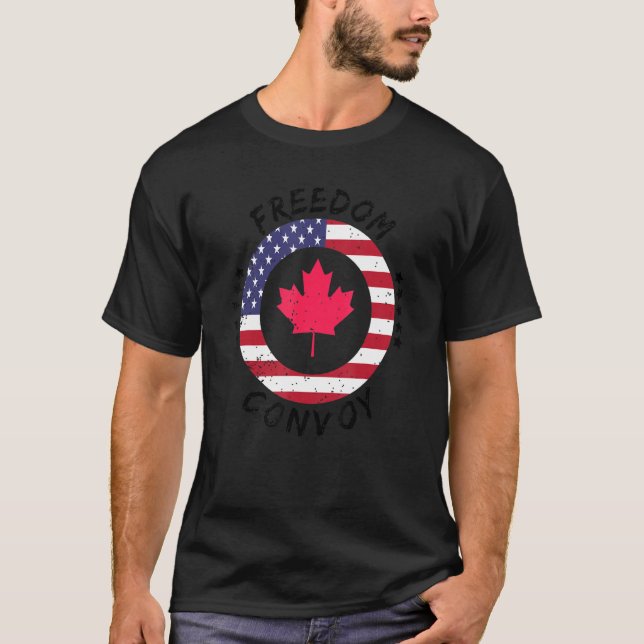 Canada Freedom Convoy Flag Us Canadian Truckers Su T-Shirt (Front)