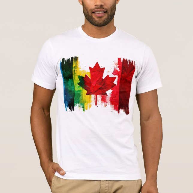 Canada Gay Pride Rainbow Flag Maple Leaf LGTBQ T-Shirt (Front)