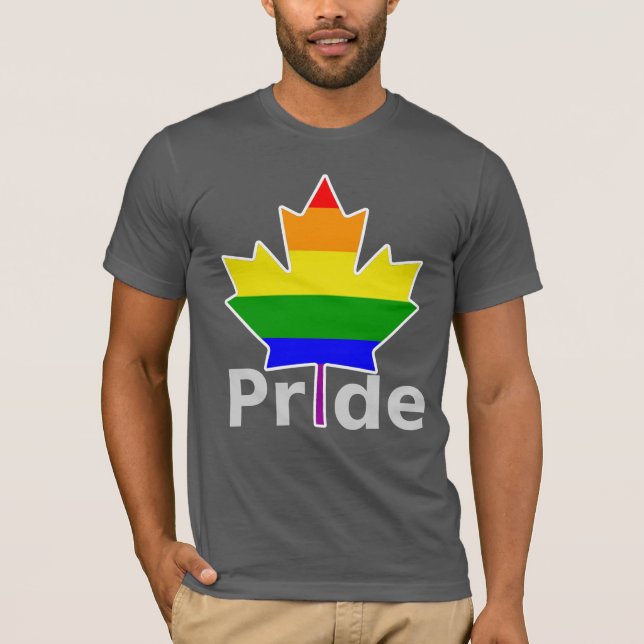 Canada Gay Pride Rainbow Flag Maple Leaf T-Shirt (Front)