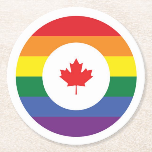 Canada Gay Pride Round Paper Coaster (Front)