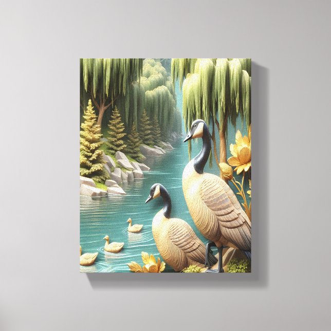 Canada Geese Amidst the Weeping Willows 8x10 Canvas Print (Front)