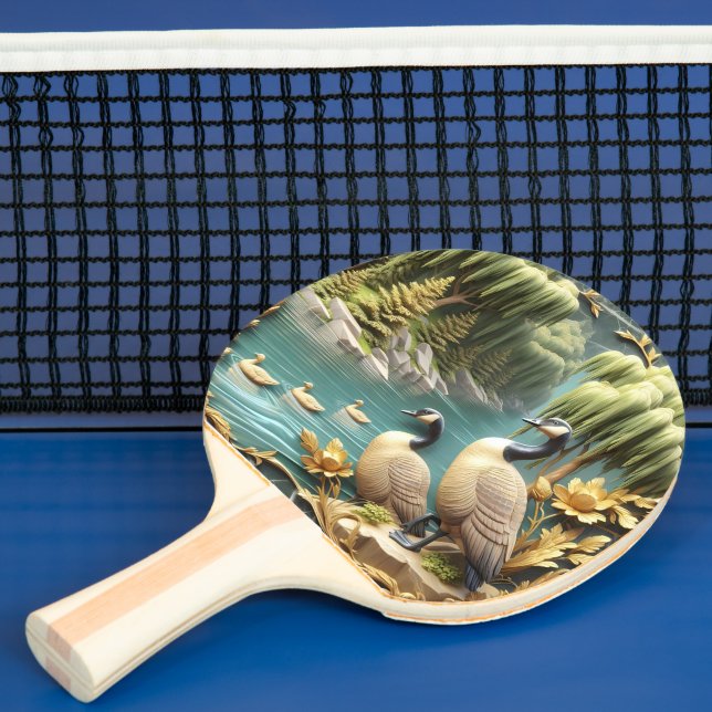 Canada Geese Amidst the Weeping Willows  Ping Pong Paddle (Insitu)