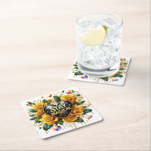 Canada Geese Amidst the Weeping Willows  Square Paper Coaster