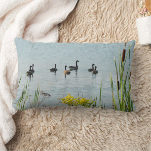 Canada Geese And Cattails Lumbar Cushion