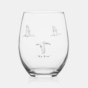Canada Geese, "Fly Free" Stemless Wine Glass