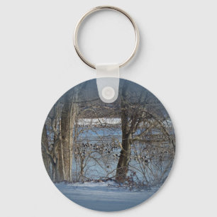 Canada Geese on Green Lane Reservoir Key Ring