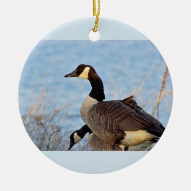 Canada Geese Photo Ceramic Tree Decoration (Front)