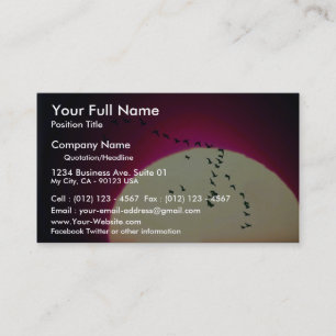 Canada geese silhouetted against setting sun business card
