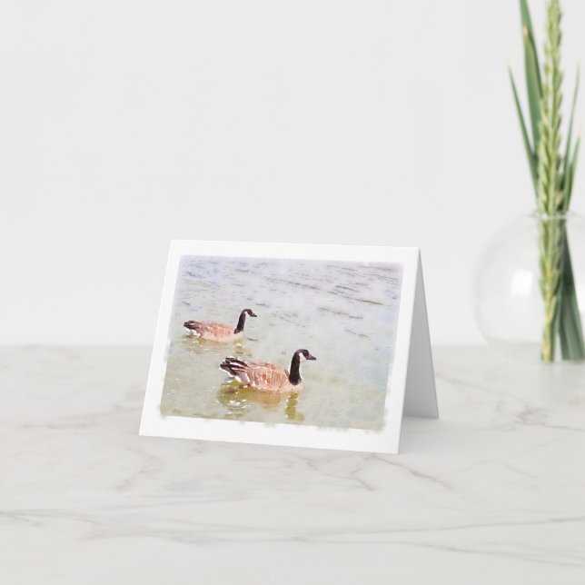 Canada Geese Watercolour Design Notecard (Front)