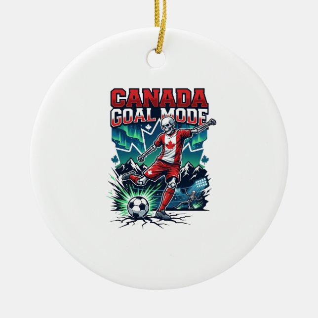 Canada Goal Mode Skeleton Striker Nations Dynamic  Ceramic Tree Decoration (Front)