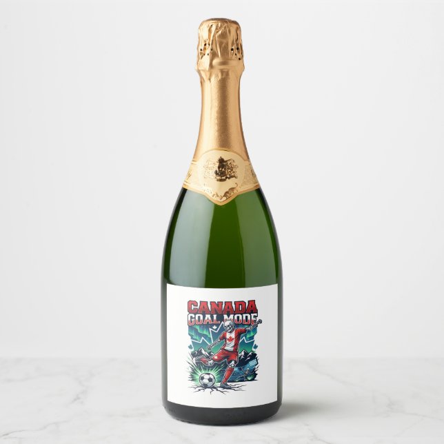Canada Goal Mode Skeleton Striker Nations Dynamic  Sparkling Wine Label (Front)