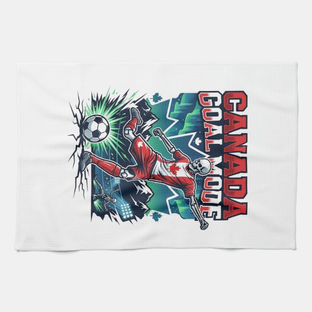 Canada Goal Mode Skeleton Striker Nations Dynamic  Tea Towel (Horizontal)