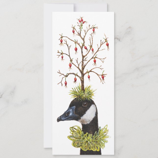 Canada Goose and House Finch Christmas flat card (Front)
