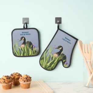 Canada Goose Animal Art Personalised Oven Mitt & Pot Holder Set