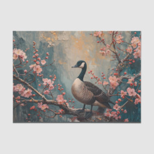 Canada Goose Cherry Blossoms Painting Decoupage Tissue Paper