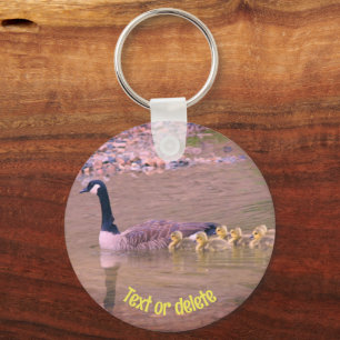 Canada Goose Mom Babies Nature Personalized Key Ring