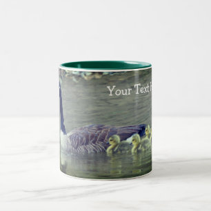 Canada Goose Mom Babies Wildlife Personalized Two-Tone Coffee Mug
