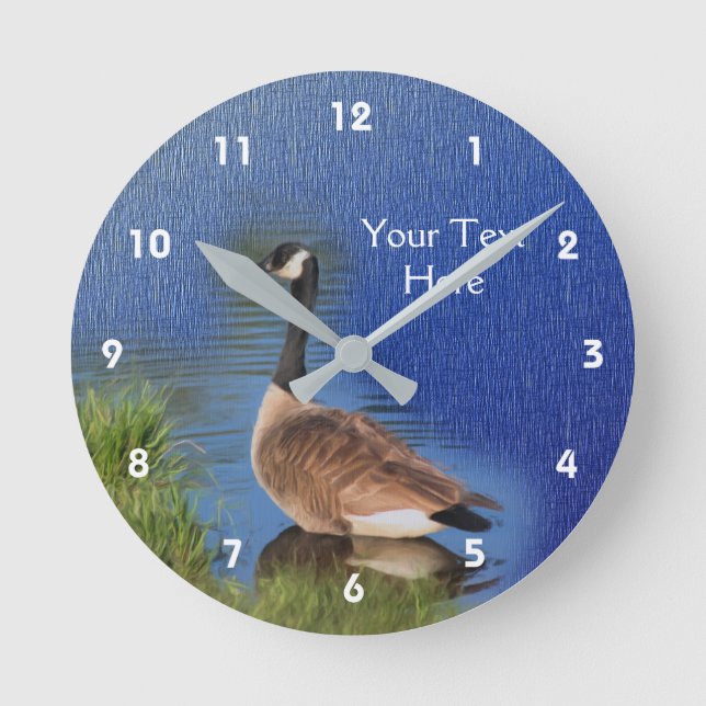 Canada Goose Nature Art Personalised Round Clock (Front)