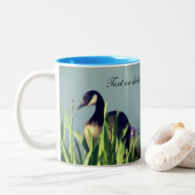 Canada Goose Nature Art Personalised Two-Tone Coffee Mug (With Donut)